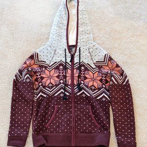 American Eagle Zip Up Knit Fleece Jacket Nordic Pattern Size XS